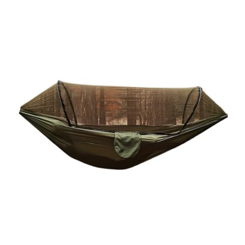 XJGQQ Hängematte Automatische Schnellöffnungs-Moskitonetz-Hängematte Outdoor-Camping Anti-Rollover-Nylon-Hängematte Mit Moskitonetz Hammock(Brown) von XJGQQ