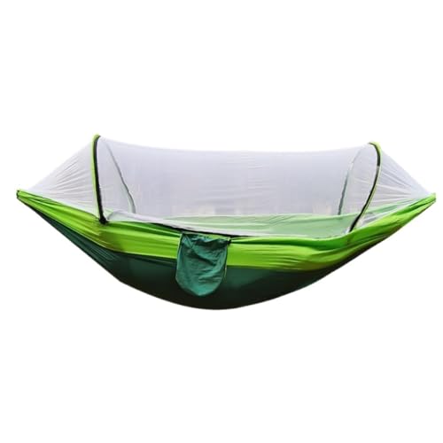 XJGQQ Hängematte Automatische Schnellöffnungs-Moskitonetz-Hängematte Outdoor-Camping Anti-Rollover-Nylon-Hängematte Mit Moskitonetz Hammock(Green) von XJGQQ