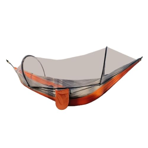 XJGQQ Hängematte Automatische Schnellöffnungs-Moskitonetz-Hängematte Outdoor-Camping Anti-Rollover-Nylon-Hängematte Mit Moskitonetz Hammock(Orange) von XJGQQ