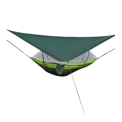 XJGQQ Hängematte Automatisches, Schnell Öffnendes Moskitonetz for Den Außenbereich, Hängemattendach, Fallschirmtuchstange, Moskitonetz-Hängematte Hammock(Green) von XJGQQ