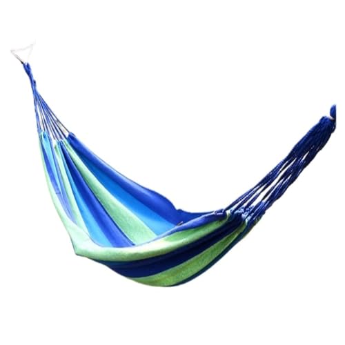 XJGQQ Hängematte Einzel-Doppel-Fallschirmtuch-Hängematte, Leichte, Atmungsaktive Hängematte, Nylon-Hängematte, Outdoor-Schaukel, Anti-Überschlag Hammock(Blue,L) von XJGQQ