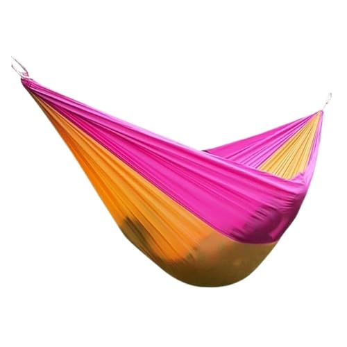 XJGQQ Hängematte Einzel-Doppel-Fallschirmtuch-Hängematte, Leichte, Atmungsaktive Hängematte, Nylon-Hängematte, Outdoor-Schaukel, Anti-Überschlag Hammock(E) von XJGQQ