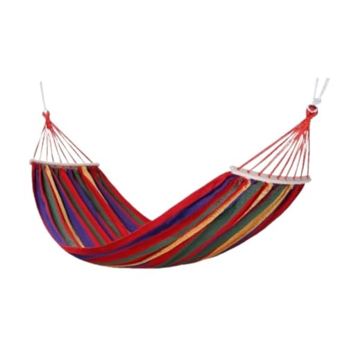 XJGQQ Hängematte Hängematte Hängesessel Einzel Doppel Dicke Leinwand Kinder Netz Bett Studentenwohnheim Bett Schaukel Anti-Rollover Hammock(Red,S) von XJGQQ