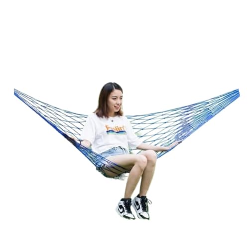 XJGQQ Hängematte Hängematte Outdoor Schaukel Mesh Wild Erwachsene Dicke Nylon Seil Indoor Hause Schlafzimmer Schlafen Hängen Stuhl Schaukel Bett Hammock(Blue,L) von XJGQQ