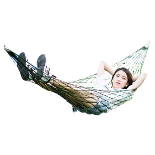 XJGQQ Hängematte Hängematte Outdoor Schaukel Mesh Wild Erwachsene Dicke Nylon Seil Indoor Hause Schlafzimmer Schlafen Hängen Stuhl Schaukel Bett Hammock(Green,S) von XJGQQ