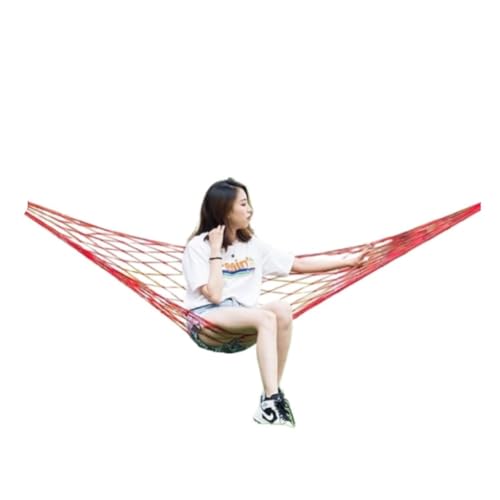 XJGQQ Hängematte Hängematte Outdoor Schaukel Mesh Wild Erwachsene Dicke Nylon Seil Indoor Hause Schlafzimmer Schlafen Hängen Stuhl Schaukel Bett Hammock(Red,L) von XJGQQ