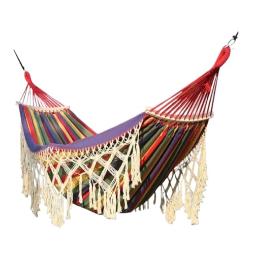 XJGQQ Hängematte Hängematte Outdoor Swing Anti-Rollover Indoor Home Outdoor Camping Schlafsaal Erwachsene Double Canvas Weiß Hammock(Red) von XJGQQ