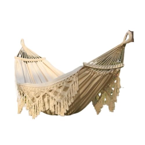 XJGQQ Hängematte Hängematte Outdoor Swing Anti-Rollover Indoor Home Outdoor Camping Schlafsaal Erwachsene Double Canvas Weiß Hammock(White) von XJGQQ