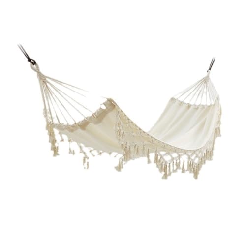 XJGQQ Hängematte Hängematte Schaukel Anti-Rollover Polyester Baumwolle Quaste Hängematte Einzelne Person Tragbare Outdoor Camping Hängematte Hammock von XJGQQ