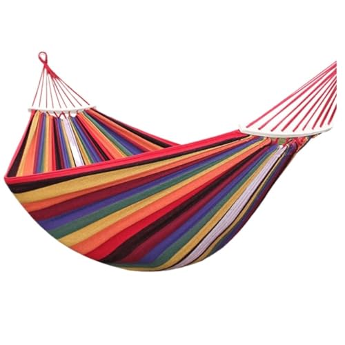 XJGQQ Hängematte Im Freien Verdickte Leinwand Im Freien Gebogener Holzstab Hängendes Blatt Doppelhängematte Schaukel Schlafsaal Camping Hammock(C) von XJGQQ