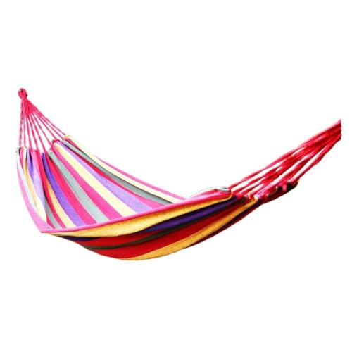 XJGQQ Hängematte Lazy Outdoor Regenbogen Leinwand Hängematte Einzel Doppel Schaukel Anti-Rollover Hängematte Outdoor Camping Hängematte Hammock(Blue) von XJGQQ