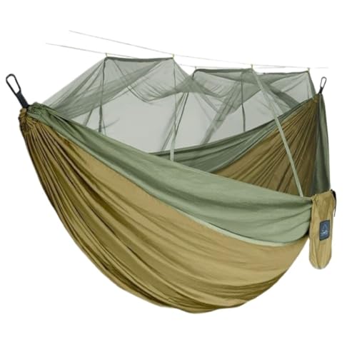 XJGQQ Hängematte Moskitonetz Hängematte Doppel Outdoor Anti-Moskito Fallschirm Stoff Schaukel Outdoor Schlafen Hängen Baum Camping Hammock(A,L) von XJGQQ