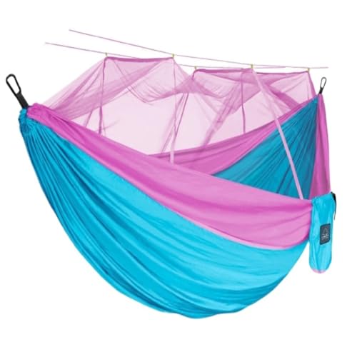 XJGQQ Hängematte Moskitonetz Hängematte Doppel Outdoor Anti-Moskito Fallschirm Stoff Schaukel Outdoor Schlafen Hängen Baum Camping Hammock(Pink,S) von XJGQQ