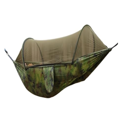 XJGQQ Hängematte Outdoor Camping Camping Hängematte Blatt Doppel Automatische Schnell-offene Stange Moskito Net Anti-Rollover Hängematte Hammock(B) von XJGQQ