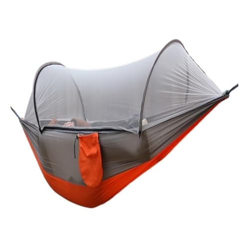 XJGQQ Hängematte Outdoor Camping Camping Hängematte Blatt Doppel Automatische Schnell-offene Stange Moskito Net Anti-Rollover Hängematte Hammock(Gray) von XJGQQ