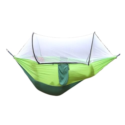 XJGQQ Hängematte Outdoor Camping Camping Hängematte Blatt Doppel Automatische Schnell-offene Stange Moskito Net Anti-Rollover Hängematte Hammock(Green) von XJGQQ