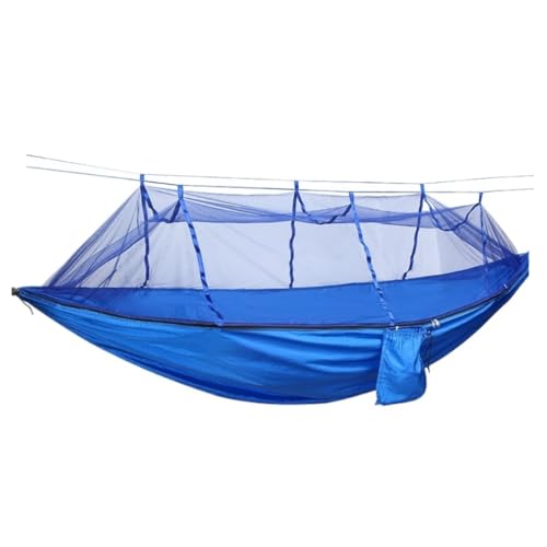 XJGQQ Hängematte Outdoor-Fallschirm-Großhandels-Hängematte mit Moskitonetz, Anti-Moskito-Nylon-Einzel-Doppel-Camping-Hängematte Hammock(Blue,L) von XJGQQ