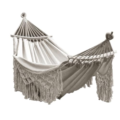 XJGQQ Hängematte Outdoor Hängematte Blatt Doppel Camping Hängematte Schaukel Frühling Ausflug Camping Anti-Rollover Leinwand Hängenden Korb Hammock(White) von XJGQQ