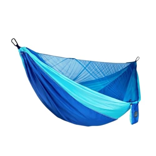 XJGQQ Hängematte Outdoor Hängematte Fallschirm Tuch Outdoor Anti-Rollover Camping Schaukel Mit Moskito Net Net Bett Outdoor Erwachsene Hammock(Blue) von XJGQQ