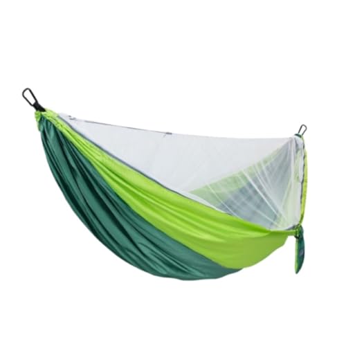 XJGQQ Hängematte Outdoor Hängematte Fallschirm Tuch Outdoor Anti-Rollover Camping Schaukel Mit Moskito Net Net Bett Outdoor Erwachsene Hammock(Green) von XJGQQ