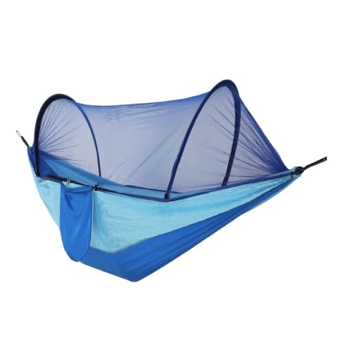 XJGQQ Hängematte Outdoor-Moskitonetz-Hängematte, Anti-Überschlag, Camping, Einzel- Und Doppelstange Mit Moskitonetz, Verschlüsseltes Netz Hammock(Blue) von XJGQQ