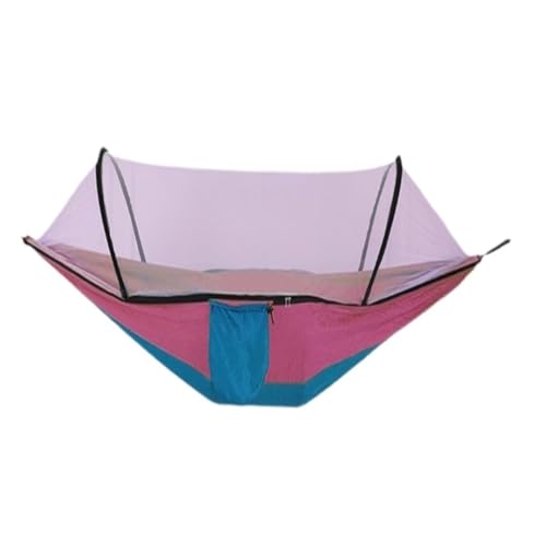 XJGQQ Hängematte Outdoor-Moskitonetz-Hängematte, Anti-Überschlag, Camping, Einzel- Und Doppelstange Mit Moskitonetz, Verschlüsseltes Netz Hammock(Pink) von XJGQQ