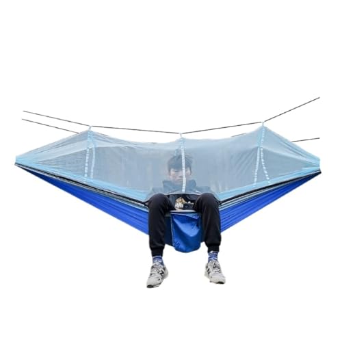 XJGQQ Hängematte Outdoor Moskitonetz Hängematte Nylon Gesponnene Indoor Und Outdoor Hängematte Tragbare Camping Outdoor Liefert Hammock(Blue) von XJGQQ