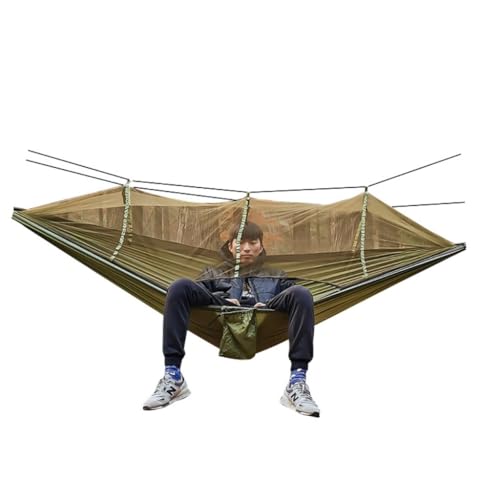 XJGQQ Hängematte Outdoor Moskitonetz Hängematte Nylon Gesponnene Indoor Und Outdoor Hängematte Tragbare Camping Outdoor Liefert Hammock(Brown) von XJGQQ