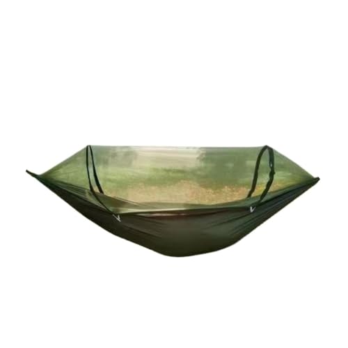 XJGQQ Hängematte Schnell zu öffnende Outdoor-Hängematte, Sonnenschutz, Überschlagschutz, Einzel- und Doppel-Moskitonetz, leicht zu tragende Campingschaukel Hammock(Green) von XJGQQ