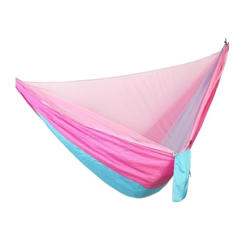 XJGQQ Hängematte Schnellverschluss-Hängematte Mit Moskitonetz for Aufhängen, Doppeltes Fallschirmtuch, Anti-Überschlag-Camping-Hängematte Hammock(D) von XJGQQ