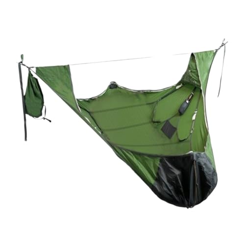 XJGQQ Hängematte Tragbare Einzel-Hängematte for Das Überleben Im Freien, Reißfest, Gegen Mücken, Flach Liegend, Mehrfarbig, Optional Hammock(Green) von XJGQQ