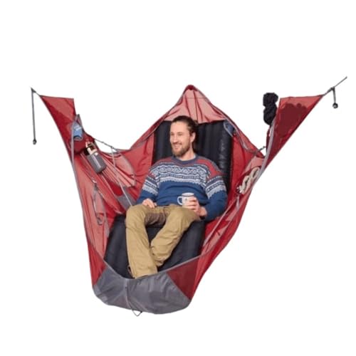 XJGQQ Hängematte Tragbare Einzel-Hängematte for Das Überleben Im Freien, Reißfest, Gegen Mücken, Flach Liegend, Mehrfarbig, Optional Hammock(Red) von XJGQQ