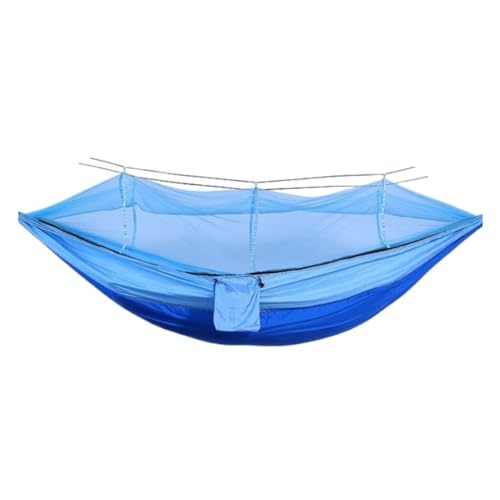 XJGQQ Hängematte Vollautomatische Hängematte mit Schnellöffnung for den Außenbereich mit Moskitonetz, Camping-Stabhängematte aus Nylongewebe for den Außenbereich Hammock(Blue) von XJGQQ