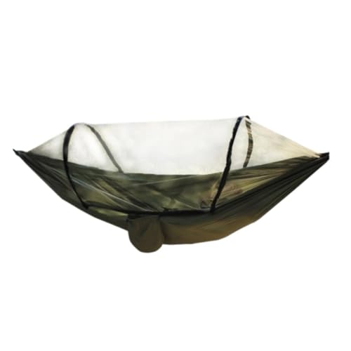 XJGQQ Hängematte Vollautomatische Schnellöffnungs-Hängematte for Den Außenbereich Mit Moskitonetz, Camping-Stab-Hängematte Aus Nylongewebe for Den Außenbereich Hammock(Brown) von XJGQQ