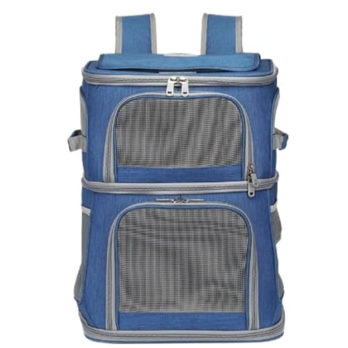 XJGQQ Katzentasche Einfache, Doppellagige, Faltbare, Atmungsaktive, Tragbare Katzentasche, Hundetasche, Rucksack, Reisetasche, Multifunktionale Katzentasche Katzentaschen(Blue) von XJGQQ