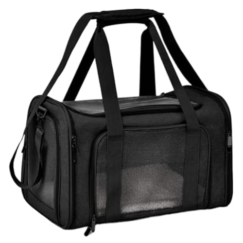 XJGQQ Katzentasche Faltbare, Atmungsaktive, Tragbare Katzentasche for Den Außenbereich, Koffertasche, Reiseauto-Haustiertasche, Multifunktionale Katzentasche Katzentaschen(Black) von XJGQQ