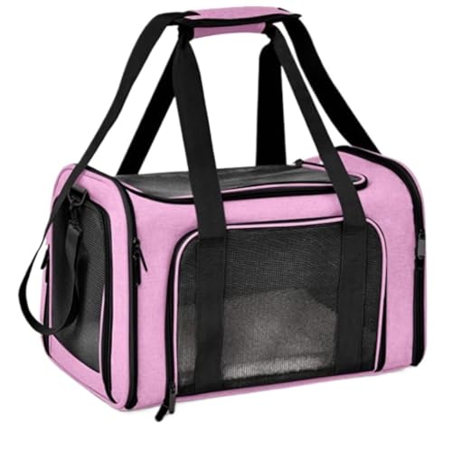 XJGQQ Katzentasche Faltbare, Atmungsaktive, Tragbare Katzentasche for Den Außenbereich, Koffertasche, Reiseauto-Haustiertasche, Multifunktionale Katzentasche Katzentaschen(Pink) von XJGQQ