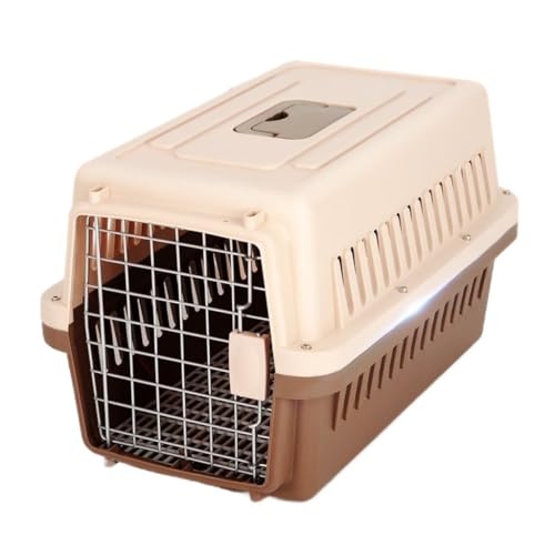 XJGQQ Katzentasche Haustier-Airline-Box, Katzenkäfig, Tragbare Reise-Hundebox, Karierter Tragbarer Hundekäfig, Katzenbox, Luftfrachttasche Katzentaschen(Brown) von XJGQQ