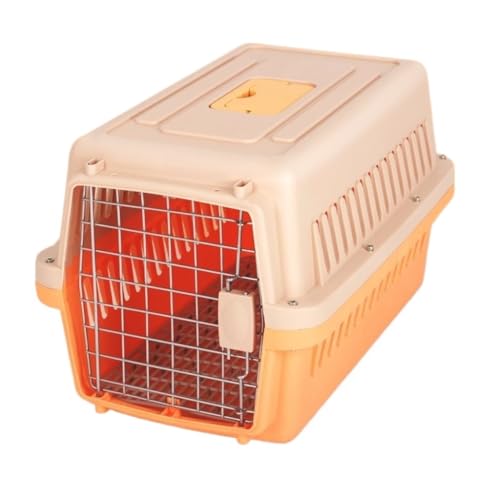 XJGQQ Katzentasche Haustier-Airline-Box, Katzenkäfig, Tragbare Reise-Hundebox, Karierter Tragbarer Hundekäfig, Katzenbox, Luftfrachttasche Katzentaschen(Orange) von XJGQQ