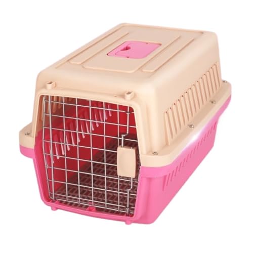 XJGQQ Katzentasche Haustier-Airline-Box, Katzenkäfig, Tragbare Reise-Hundebox, Karierter Tragbarer Hundekäfig, Katzenbox, Luftfrachttasche Katzentaschen(Pink) von XJGQQ