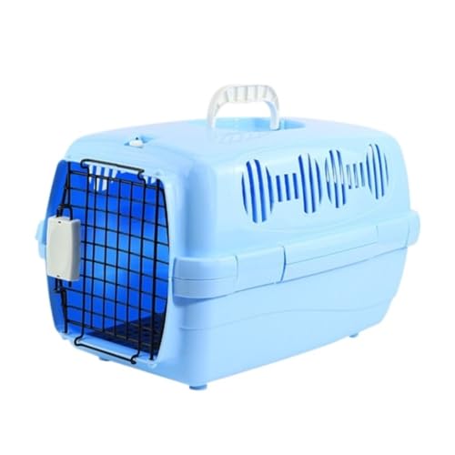 XJGQQ Katzentasche Haustier-Airline-Box, Kleine Airline-Box, Hunde- Und Katzenkäfig, Katzen-Check-in-Box, Katzentasche, Kleiner Hund, Hundekäfig, Auto, Tragbar, for Reisen Katzentaschen(Blue) von XJGQQ