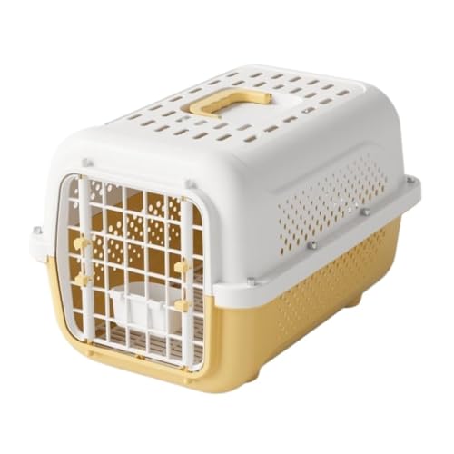 XJGQQ Katzentasche Haustier-Luftbox, Tragbarer Katzenkäfig, Katzentasche, Hunde-Check-in-Box, Tragbarer Auto-Hundekäfig, Atmungsaktive Raumbox Katzentaschen(Yellow) von XJGQQ