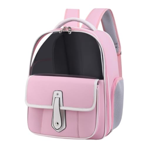 XJGQQ Katzentasche Haustiertasche Aus PU-Leder, Einfache Katzentasche, Tragbarer Haustierrucksack, Tragbarer Katzenrucksack, Multifunktionale Aufbewahrungstasche for Katzen Katzentaschen(Pink) von XJGQQ