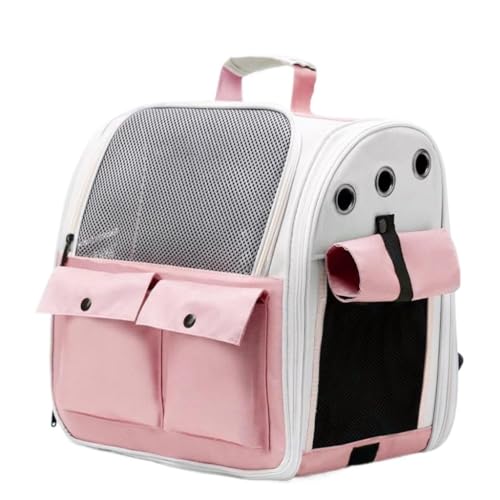 XJGQQ Katzentasche Katzentasche, Tragbarer Haustierrucksack, Kaninchen-Umhängetasche, Universeller Anti-Stress-Katzenkäfig, Tragbare, Atmungsaktive Haustiertasche Katzentaschen(Pink) von XJGQQ