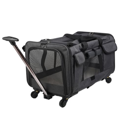 XJGQQ Katzentasche Katzentasche, Universalrad, Geräuschlos, Haustiertasche, Praktisch, Atmungsaktiv, Tragbar, Trolley, Katzentasche, Ausflugsrucksack Katzentaschen(Black) von XJGQQ