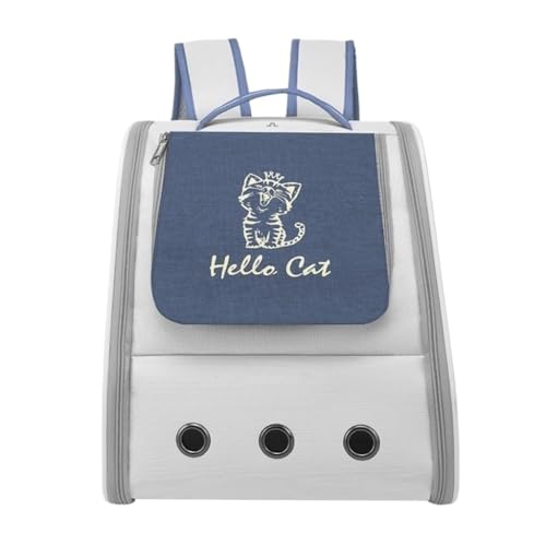 XJGQQ Katzentasche Katzentasche Tragbarer Katzenrucksack Schulter Haustier Tragbare Katze Und Hund Ausflug Schultasche Katzenbedarf Atmungsaktiv Katzentaschen(Blue) von XJGQQ