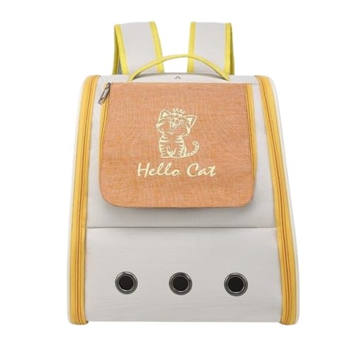 XJGQQ Katzentasche Katzentasche Tragbarer Katzenrucksack Schulter Haustier Tragbare Katze Und Hund Ausflug Schultasche Katzenbedarf Atmungsaktiv Katzentaschen(Yellow) von XJGQQ