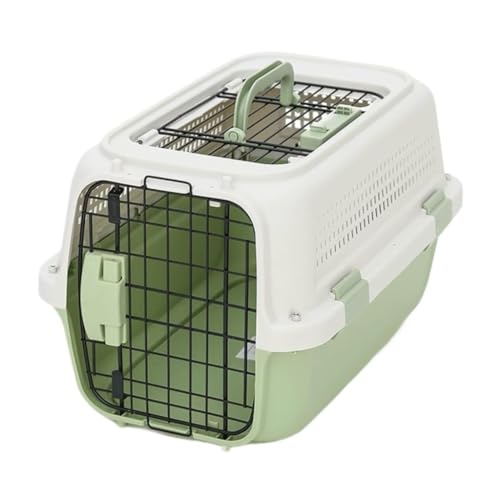 XJGQQ Katzentasche Pet Air Box Mit Oberlicht Pet Checked Box Ausflug Tragbare Box Katze Käfig Hund Auto Transport Box Air Box Katzentaschen(Green,B) von XJGQQ