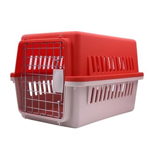 XJGQQ Katzentasche Pet Airline Box Automontierter Hundekäfig, Pet Outdoor Dog Airline Box, Tragbare Katzenbox for Reisen, Kleiner Hundekäfig Katzentaschen(Red) von XJGQQ