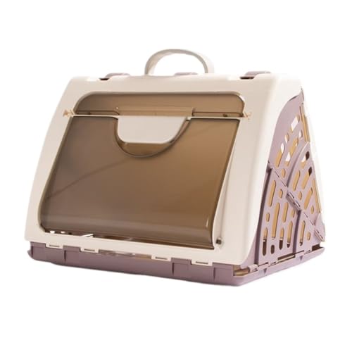 XJGQQ Katzentasche Pet Airline Box Tragbarer Katzenkäfig Ausgehende Pet Airline Box Klappbares Katzenbett Tragbare Atmungsaktive Haustiertasche Katzentaschen(Purple) von XJGQQ